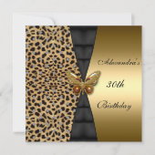 Leopard gold Animal 30th Birthday Butterfly Kaart (Voorkant)