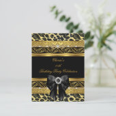 Leopard Gold Birthday Elegant Diamond Black Kaart (Staand voorkant)