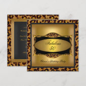 Leopard Gold Black Birthday Party 50th Kaart (Voorkant / Achterkant)