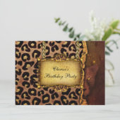 Leopard Gold Black Birthday Party Elegant Kaart (Staand voorkant)