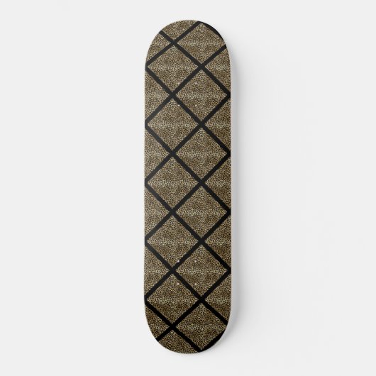 LEOPARD GOLD BLACK GRID Skateboard Deck (Voorkant)