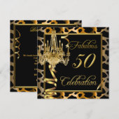 Leopard Gold Fabulous Womans 50 Kaart (Voorkant / Achterkant)