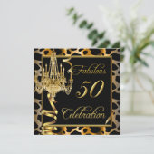 Leopard Gold Fabulous Womans 50 Kaart (Staand voorkant)