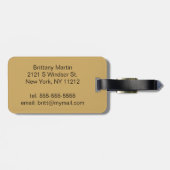 Leopard & Gold Faux Glitter Brushack Monogram Bagagelabel (Achterkant horizontaal)