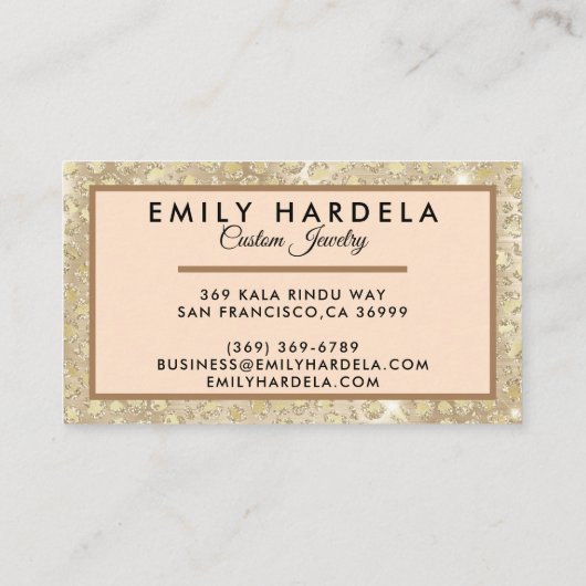 Leopard Gold Glitter Visitekaartje (Achterkant)