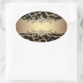 Leopard Gold Jewel Elegant Envelope Seal Ovale Sticker (Tas)