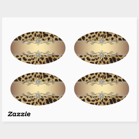Leopard Gold Jewel Envelope Seal Sticker (Vel)