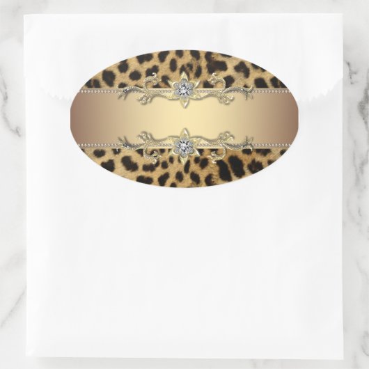 Leopard Gold Jewel Envelope Seal Sticker (Tas)