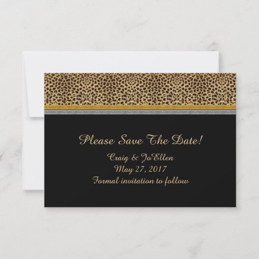 Leopard Gold Silver Save the Date (Voorkant)