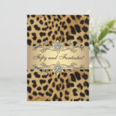 Leopard Gold Vrouwen 50ste Verjaardagsfeest Kaart (Staand voorkant)