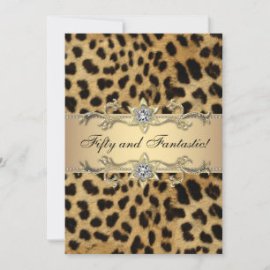 Leopard Gold Vrouwen 50ste Verjaardagsfeest Kaart