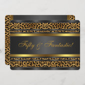 Leopard Gold Zwarte Vrouwen 50ste Verjaardagsfeest Kaart (Voorkant / Achterkant)