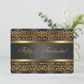 Leopard Gold Zwarte Vrouwen 50ste Verjaardagsfeest Kaart (Staand voorkant)