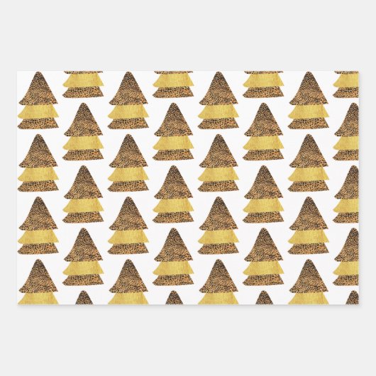 Leopard Golden Kerstmis Pattern Inpakpapier Vel (Voorkant 2)