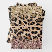 Leopard Goud Roze Glitter Inpakpapier Vel (In situ)