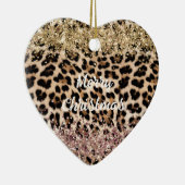 Leopard Goud Roze Glitter Keramisch Ornament (Rechts)