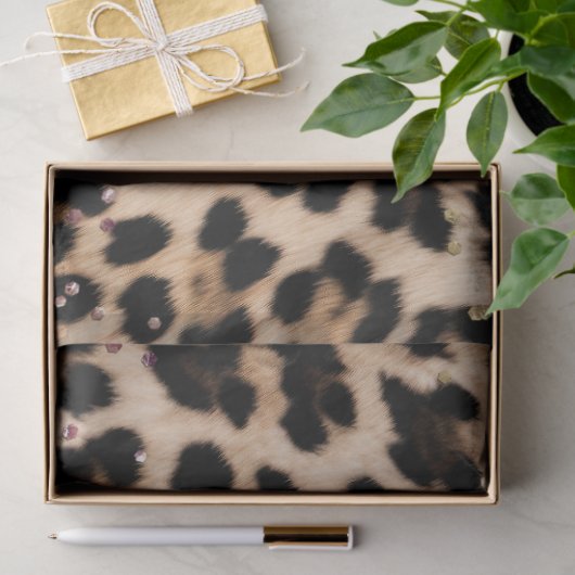Leopard Goud Roze Glitter Tissuepapier (Geschenk)