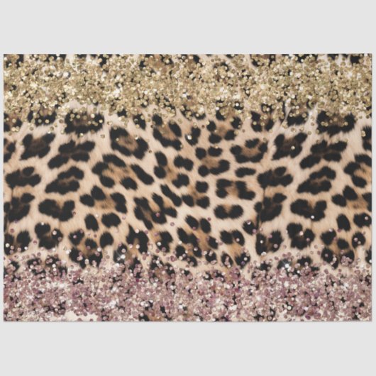 Leopard Goud Roze Glitter Tissuepapier (Voorkant)