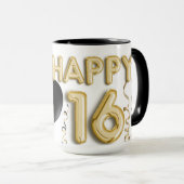 Leopard gouden ballonnen Gelukkige 16de Verjaardag Mok (Voorkant rechts)
