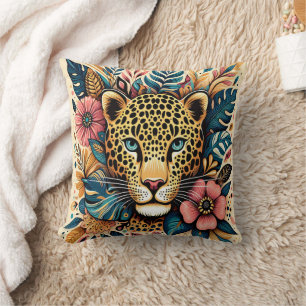 Leopard Grace: Vibrant Branch Serenity Kussen