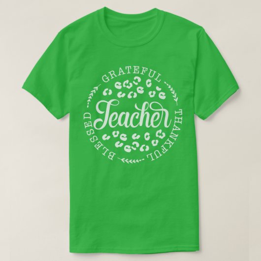 Leopard Grateful Thankful Blesser Thanksgi T-shirt (Design voorkant)