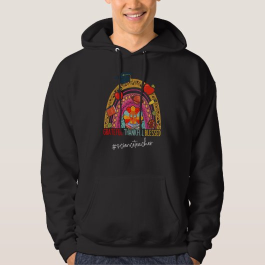 Leopard Grateful Thankful Science Teacher Rainbow Hoodie (Voorkant)