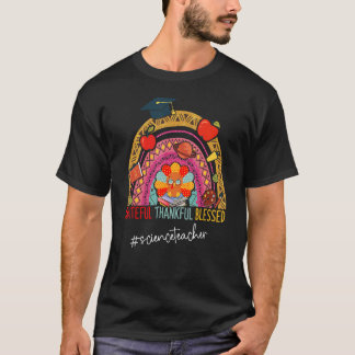 Leopard Grateful Thankful Science Teacher Rainbow T-shirt
