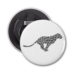 Leopard Gray en Light Grey Silhouette Button Flesopener