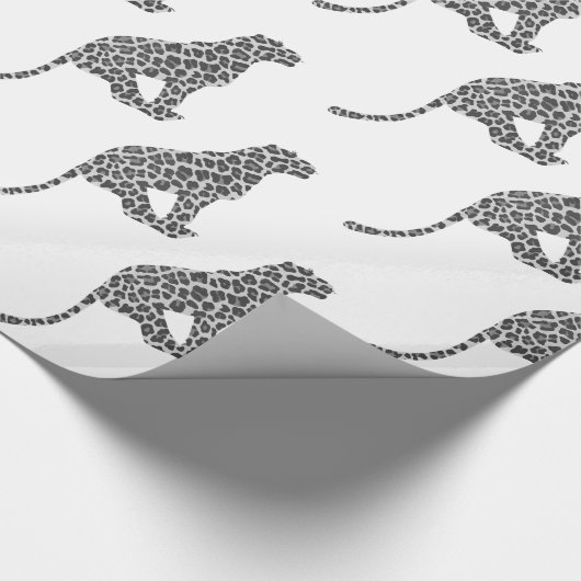 Leopard Gray en Light Grey Silhouette Cadeaupapier (Hoek)
