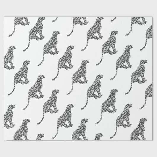 Leopard Gray en Light Grey Silhouette Cadeaupapier (Vlak)