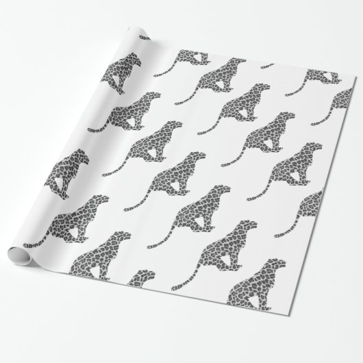 Leopard Gray en Light Grey Silhouette Cadeaupapier (Uitgerold)