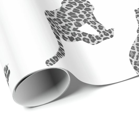 Leopard Gray en Light Grey Silhouette Cadeaupapier (Rol Hoek)