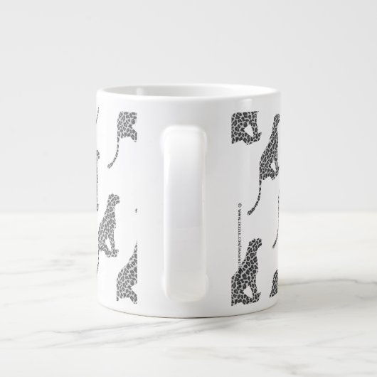Leopard Gray en Light Grey Silhouette Grote Koffiekop (Achterkant)