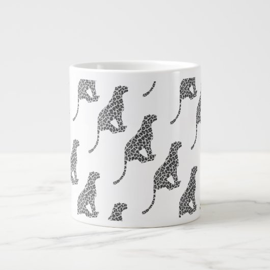 Leopard Gray en Light Grey Silhouette Grote Koffiekop (Voorkant)