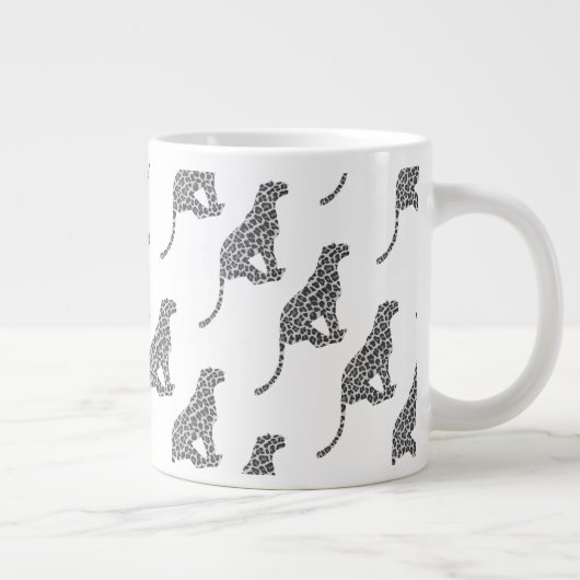 Leopard Gray en Light Grey Silhouette Grote Koffiekop (Rechts)