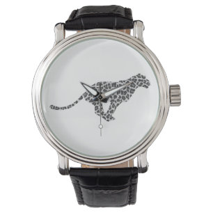 Leopard Gray en Light Grey Silhouette Horloge