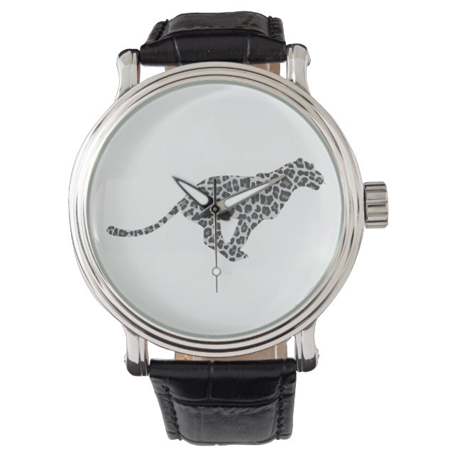 Leopard Gray en Light Grey Silhouette Horloge (Voorkant)