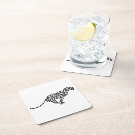 Leopard Gray en Light Grey Silhouette Kartonnen Onderzetters (Insitu)