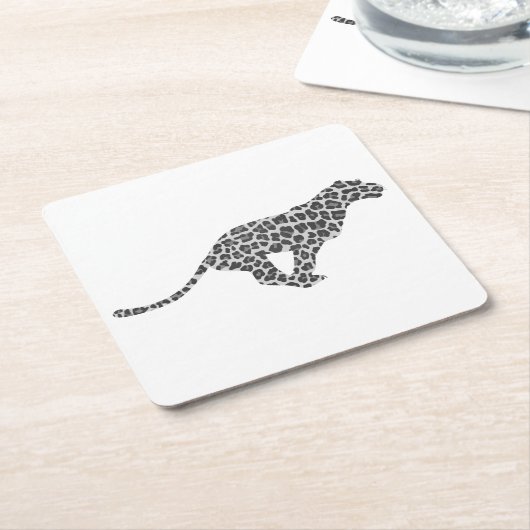 Leopard Gray en Light Grey Silhouette Kartonnen Onderzetters (Schuin)