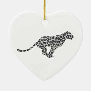 Leopard Gray en Light Grey Silhouette Keramisch Ornament