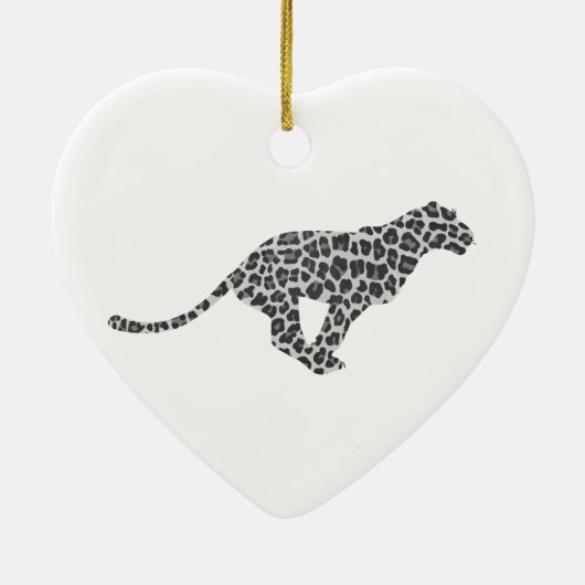 Leopard Gray en Light Grey Silhouette Keramisch Ornament (Achterkant)
