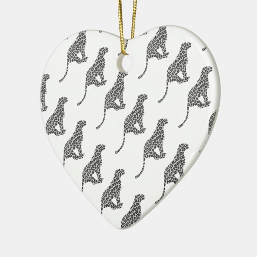 Leopard Gray en Light Grey Silhouette Keramisch Ornament (Links)