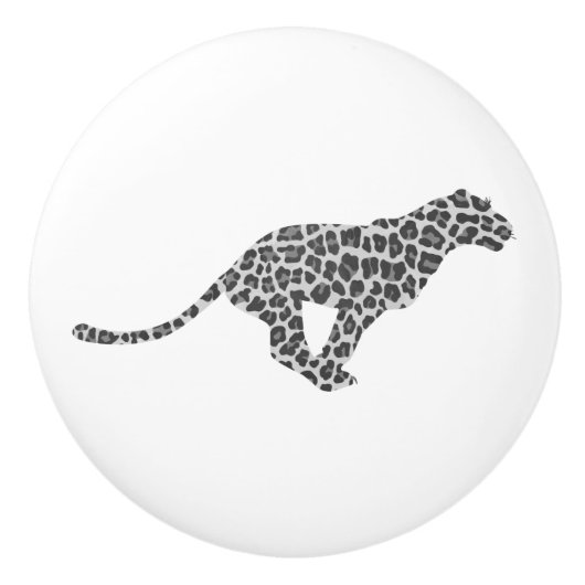 Leopard Gray en Light Grey Silhouette Keramische Knop (Voorkant)