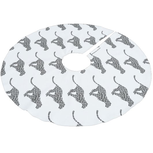 Leopard Gray en Light Grey Silhouette Kerstboom Rok (Gekanteld)
