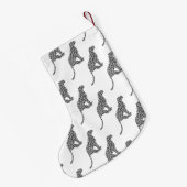 Leopard Gray en Light Grey Silhouette Kleine Kerstsok (Achterkant (Hangend))