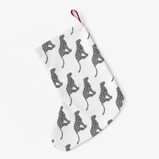Leopard Gray en Light Grey Silhouette Kleine Kerstsok (Achterkant (Hangend))