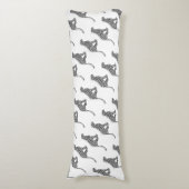 Leopard Gray en Light Grey Silhouette Lichaamskussen (Voorkant Verticaal)