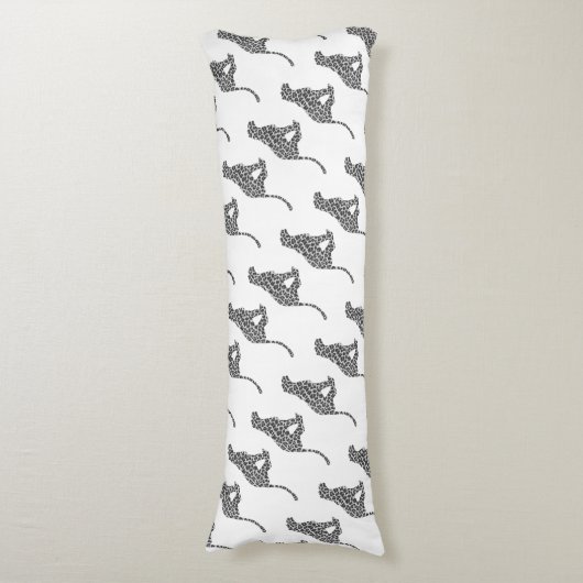 Leopard Gray en Light Grey Silhouette Lichaamskussen (Voorkant Verticaal)