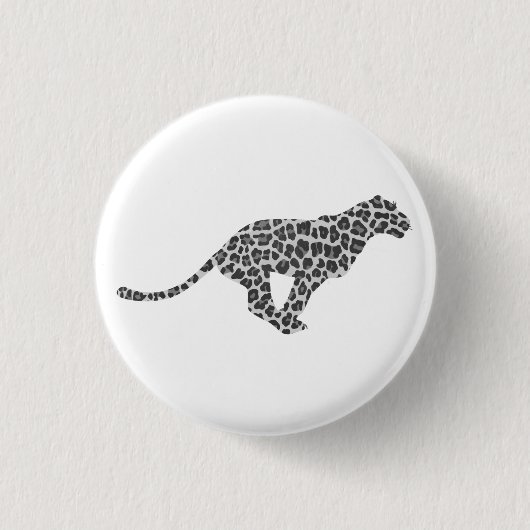 Leopard Gray en Light Grey Silhouette Ronde Button 3,2 Cm (Voorkant)