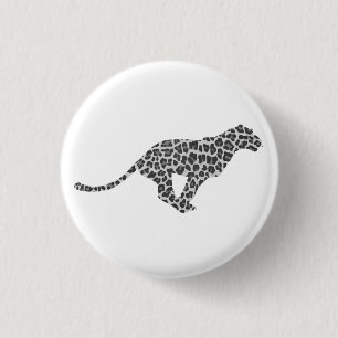 Leopard Gray en Light Grey Silhouette Ronde Button 3,2 Cm
